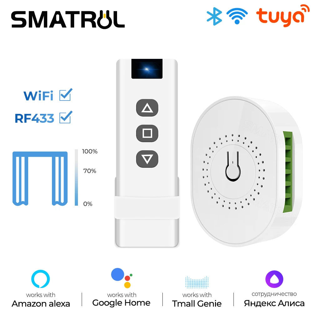 Tuya Mini Smart Life WiFi RF433 Blind Curtain Switch Module Electric Roller Shutter Window  Remote Control Google Home Alexa - Stereotech