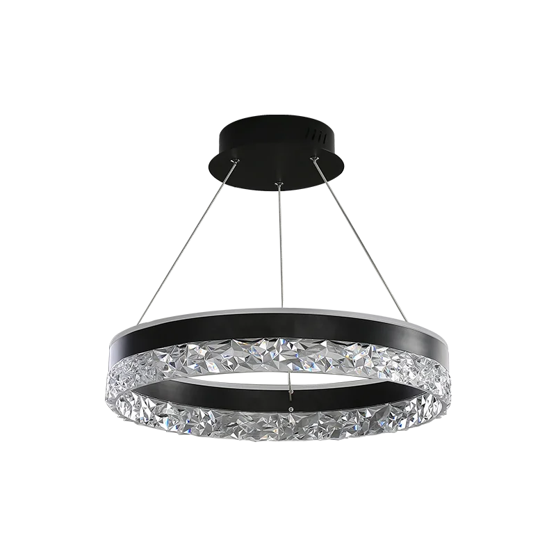 Minimalist Modern Led Chandelier Home Lighting Crystal Rings Ceiling Mounted Chandelier Lighting Hanging Lamp Black&amp;White Frame