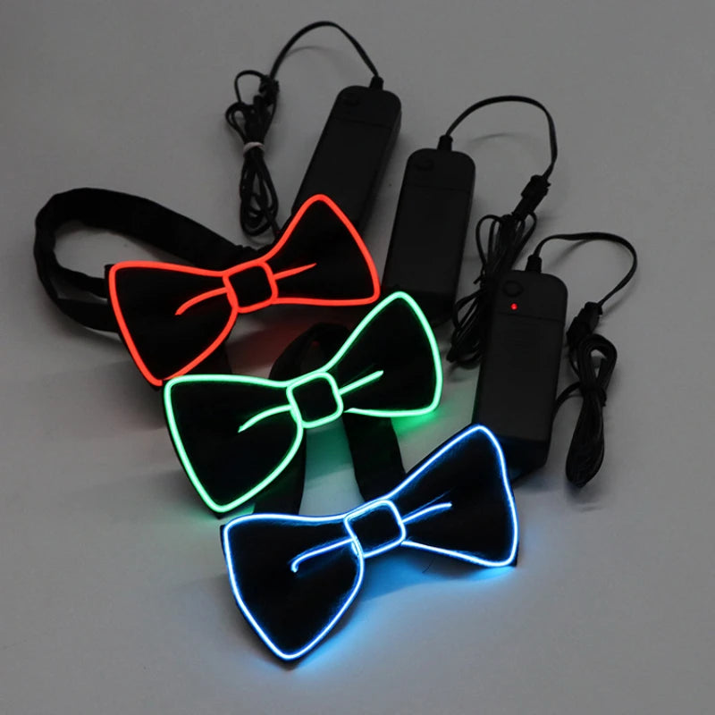 Men&#39;s LED Suspenders Luminous Costumes Light Up Bowtie, Burning Man Costume Party Perfect for Music Festival Party