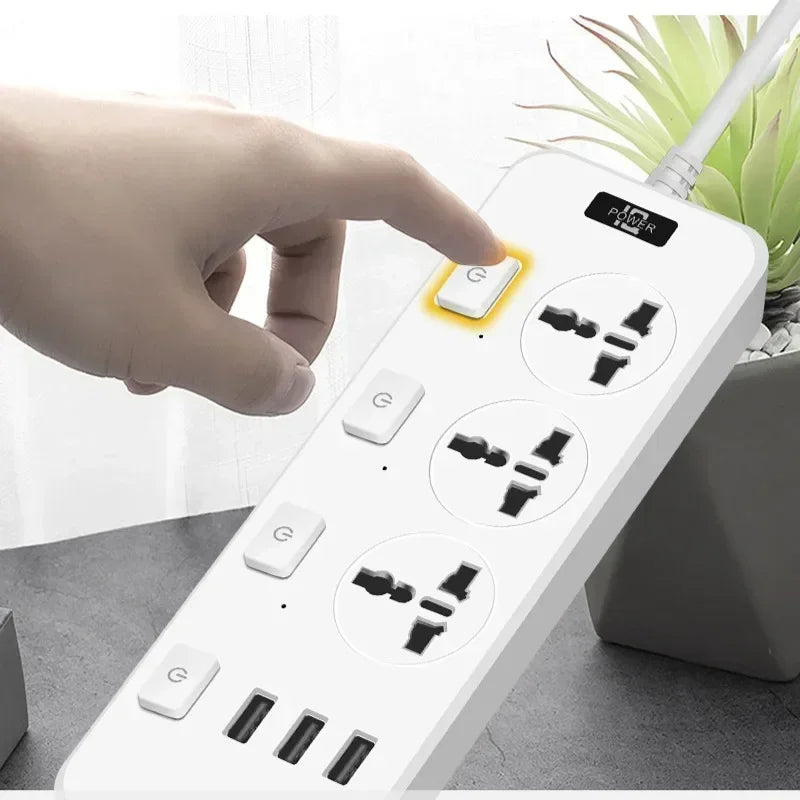 Multifunctional Power Strip Universal Plug EU US UK Outlet Power Strip 2500w With Usb Type-C Multiple Plugs 2M Extension Socket