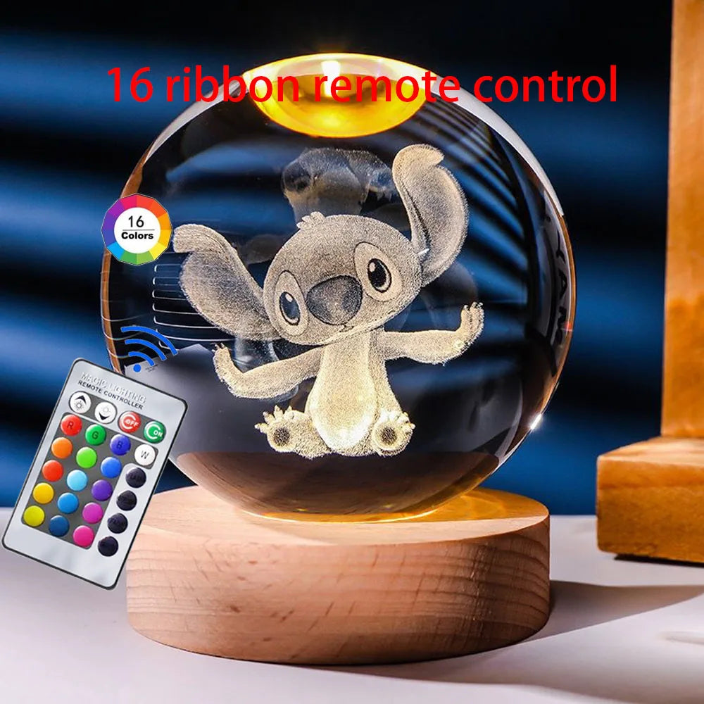 Hot 6cm 3D Crystal Ball Stitch 16 colors can be remotely controlled Crystal Planet Night Light Laser Carving Children&#39;s Gifts