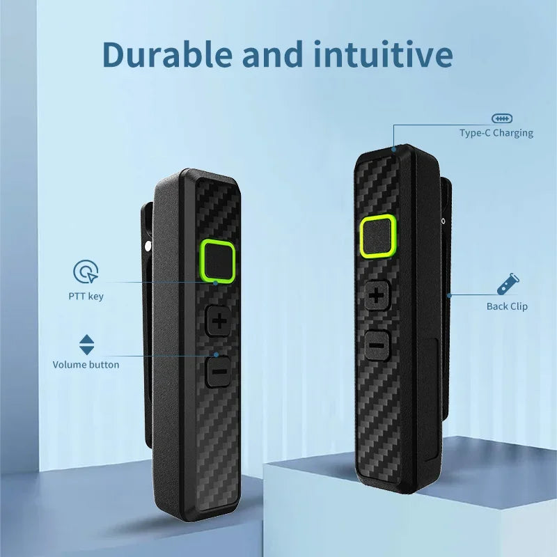 UNIKOO UK20 Mini Collar Clip Walkie Talkies  Portable Long Range  Two Way Radio Handsfree Communication Set  with Earphone