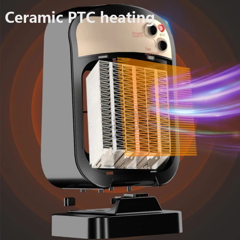 110V&amp;220V Portable Electric Heater 1200W Desktop Fan Heater PTC Heating Warm Air Blower Home Office Warmer Machine for Winter
