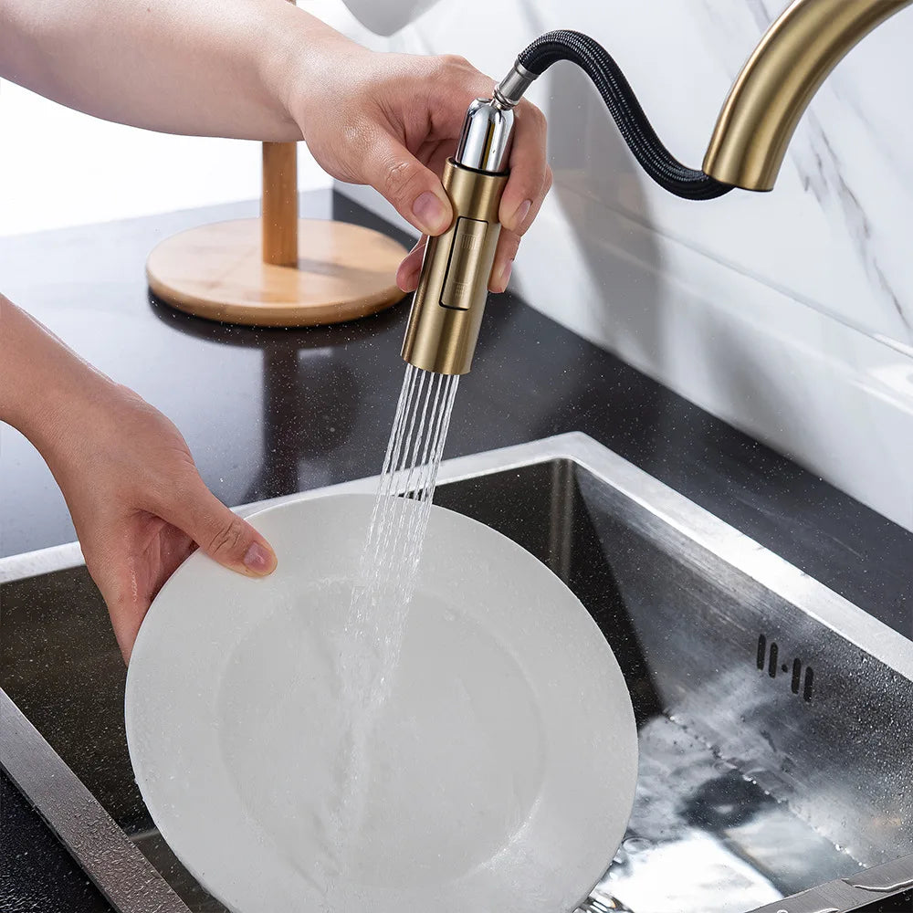 Smart Touch Kitchen Faucets Brushed Gold Pull Out Kitchen Mixer Faucet Sensitive Sensor Hot Cold Touch Kitchen Mixer Tap