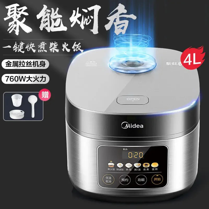 Midea Rice Cooker 4L Household Smart  Reservation Cake Firewood Electric Rice Cooker Reservation Portable Home Kitchen Appliance