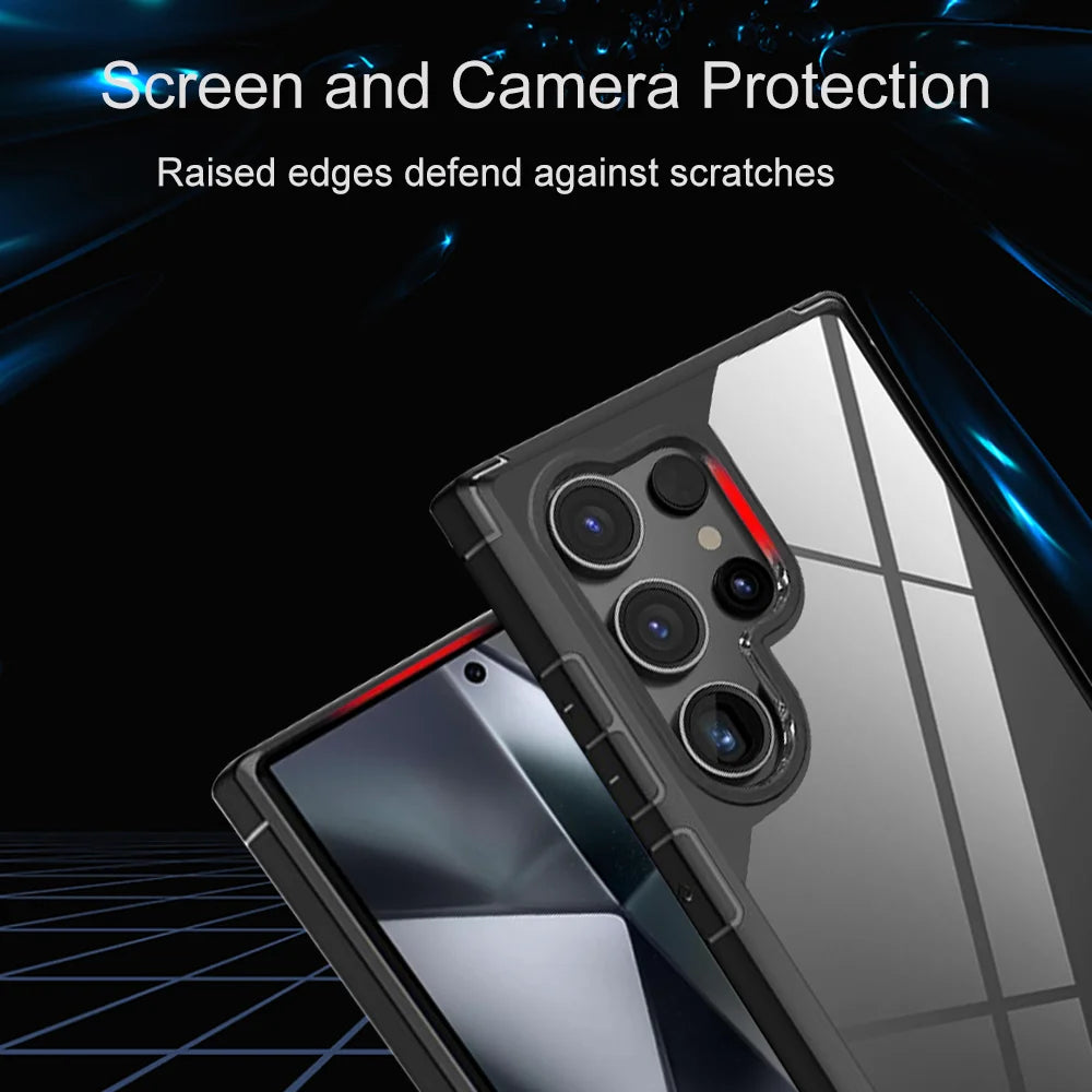 for Samsung Galaxy S24 S23 S22 S21 FE Plus Ultra Phone Case Glossy Acrylic Colored Border Cover Clear Soft Shell Antifall Fundas