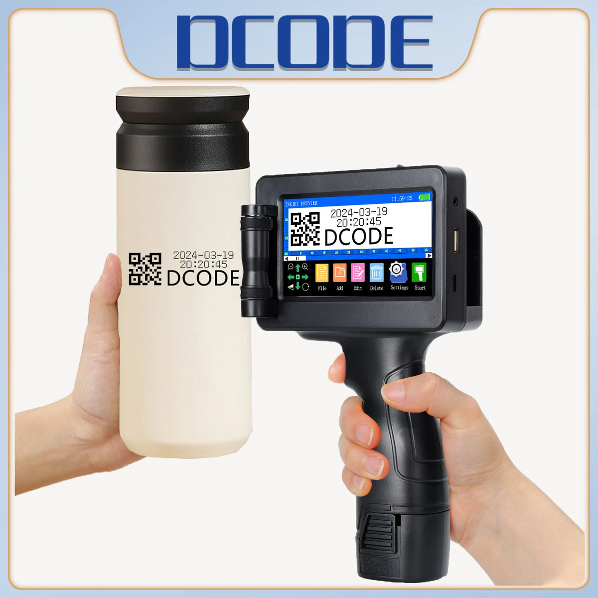 DCODE 1755PLUS 12.7mm Portable Printers Handheld Inkjet Printer Text QR Barcode Batch Number Logo Image Date Printing Machine - Stereotech
