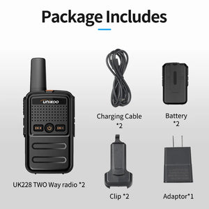 UNIKOO UK228 Walkie Talkie 2 pcs Mini Size Portable Handheld Radio Wireless Set Twol Way Radio Station Comunicador Transceiver