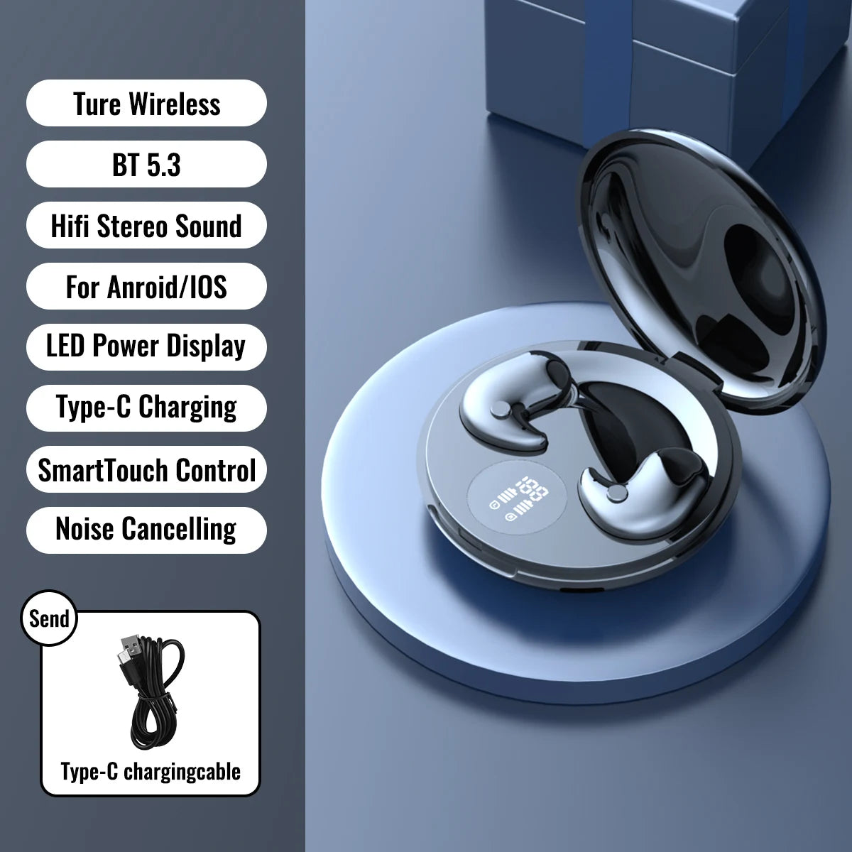 Sleep Invisible Earphone Mini Hidden Headphones In Ear IPX5 Waterproof Wireless Bluetooth Earbuds with Mic HIFI Music Headset