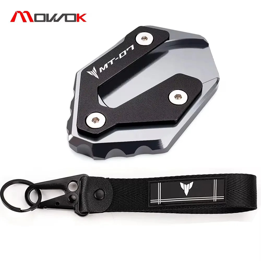 For yamaha MT07 MT-07 mt07 2014-2021 2022 2023 2024 motorcycle Side Stand Enlarge Kickstand Extension Plate Pad key chain ring