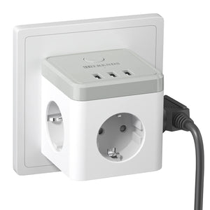 EU Plug Electric Power Strip Cube with 3 AC Outlets 3 USB Port  2400W 5V 2.4A Multi Socket with Switch for Home Without Cable