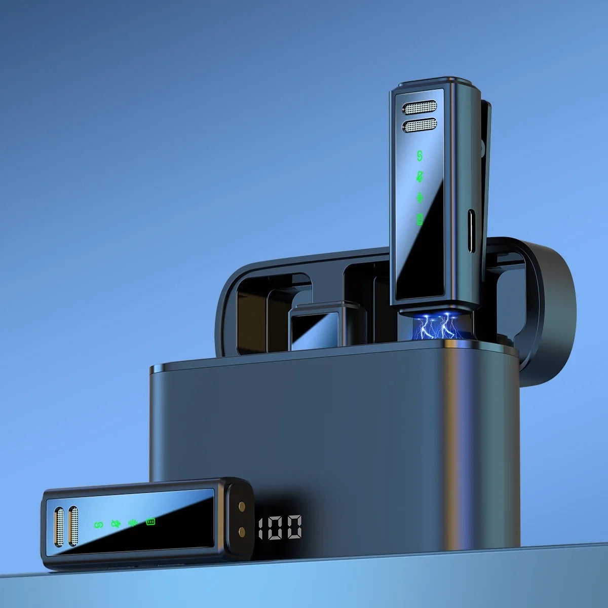 FIFAR Wireless Lavalier Microphone Mini Portable Noise Reduction Audio Recording Microphone For iPhone Android With Charging Box - Stereotech