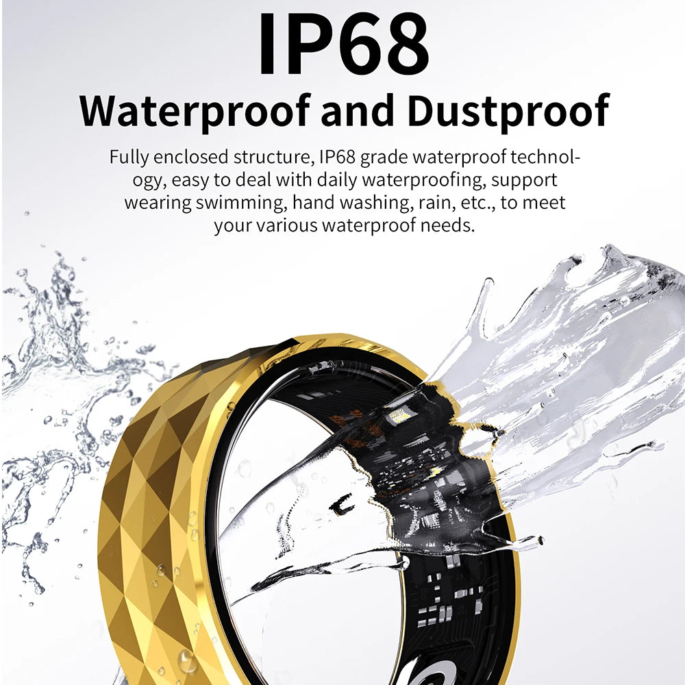 R12M Smart Ring Men Women For Android IOS Fitness Tracker Health Finger Ring Blood Oxygen Monitor IP68 Waterproof Fashion Ring