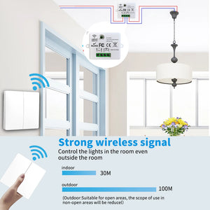 SIXWGH Smart Home Wireless 433mhz Light Switch House Improvement Self-Power Remote Controller Push Button Wall Switch Set - Stereotech