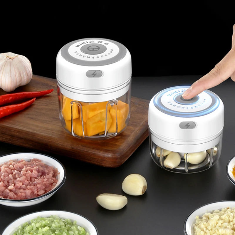Electric Mini Garlic Masher Blender USB Food Vegetable Processor Chili Chopper Masher Machine Meat Masher Garlic Mixer Foy Home - Stereotech