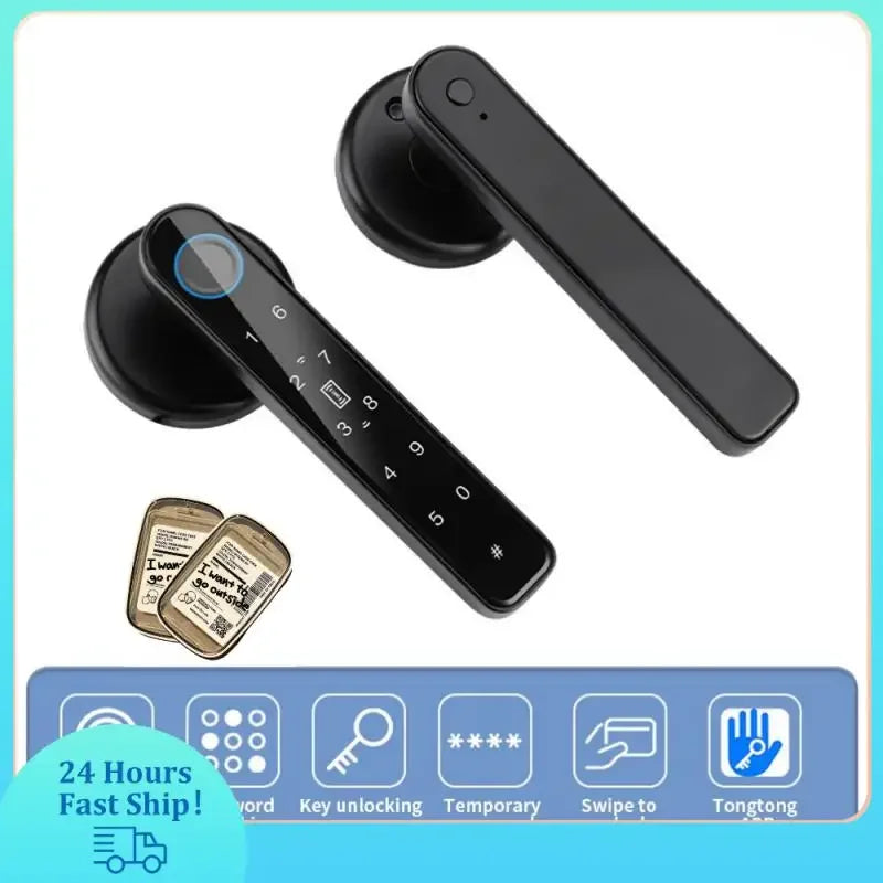 TTLock Fingerprint Locks Electronic Door Handle Lock App Control Password With Keys For Home Office Bedroom Smart Lock