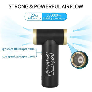 KICA Jetfan 2 Compressed Air Duster Electric Air Dust Blower Portable Cordless Computer Keyboard Cleaner for PC Car 100000RPM