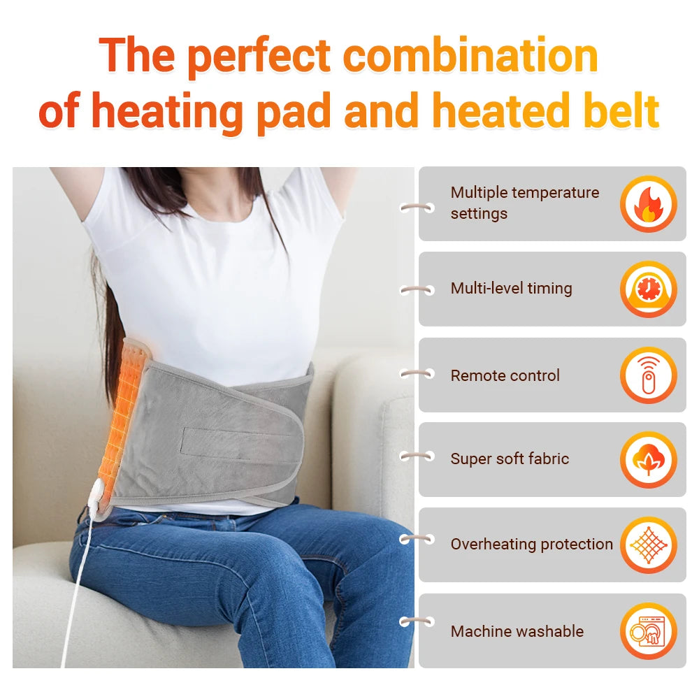 2 In 1 Electric Heating Pad Waist Belt Back Belly Menstrual Uterus Warming Heated Mat Winter Thermal Blanket For Sofa Bed