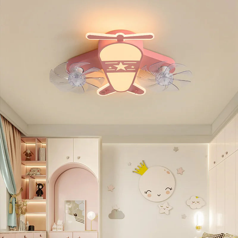 LED Aircraft Ceiling Light Cartoon Remote Control Fan Lamp Boy Room Lights Children&#39;s Room Bedroom lamp Gift Light For Children