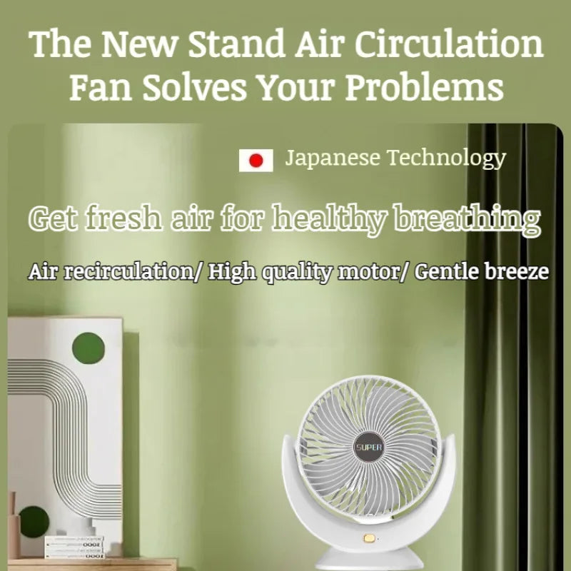 Bedside circulation fan desktop small fan air circulation mute fan home oscillating head fan - Stereotech