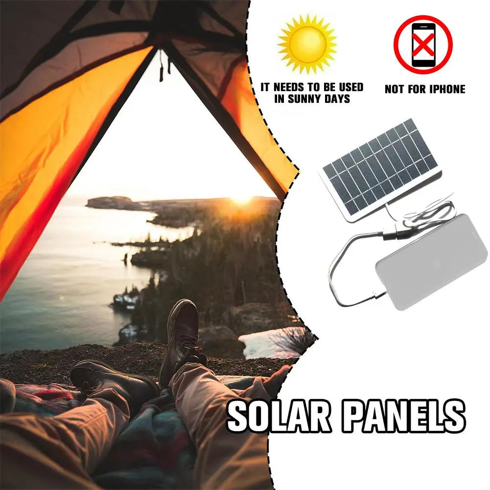 Portable Solar Panel 5V 2W Solar Plate with USB Safe Charge Stabilize Battery Charger for Power Bank Phone Outdoor Camping Home - Stereotech