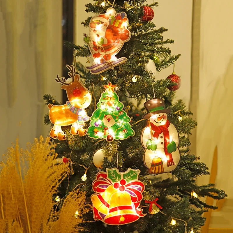 Christmas LED Suction Cup Light Santa Elk Window Styling Light Christmas Tree Holiday Lights Christmas Decoration Light
