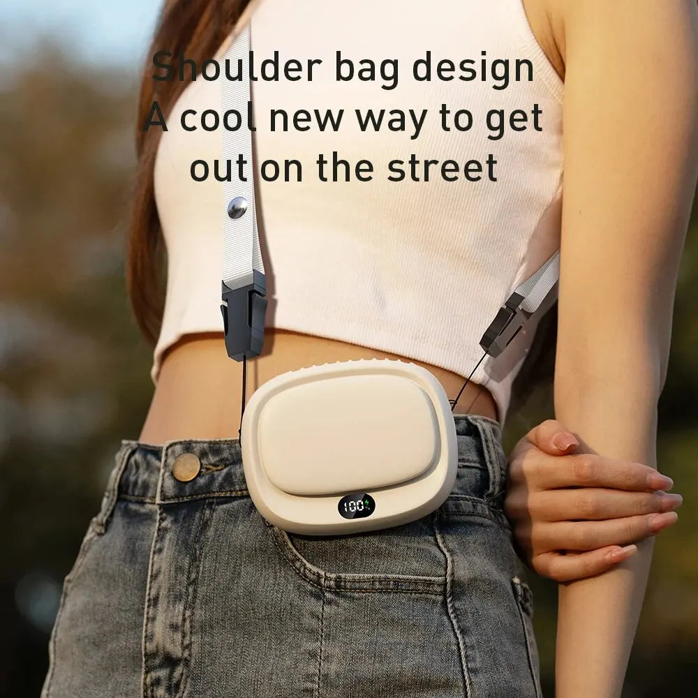 2024 New 1800mAh Handheld Mini Fan Multifunction Neck Hanging Fans 5 Speed USB Rechargeable Fan with Display Screen - Stereotech