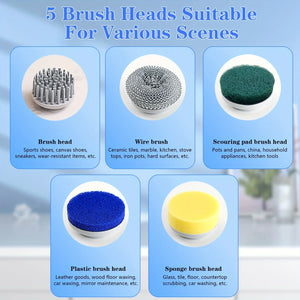 Xiaomi Electric Cleaning Brush Multifunctional Kitchen Bathroom Toilet Portable Powerful Clean Brush 5 Brush Heads LED Display
