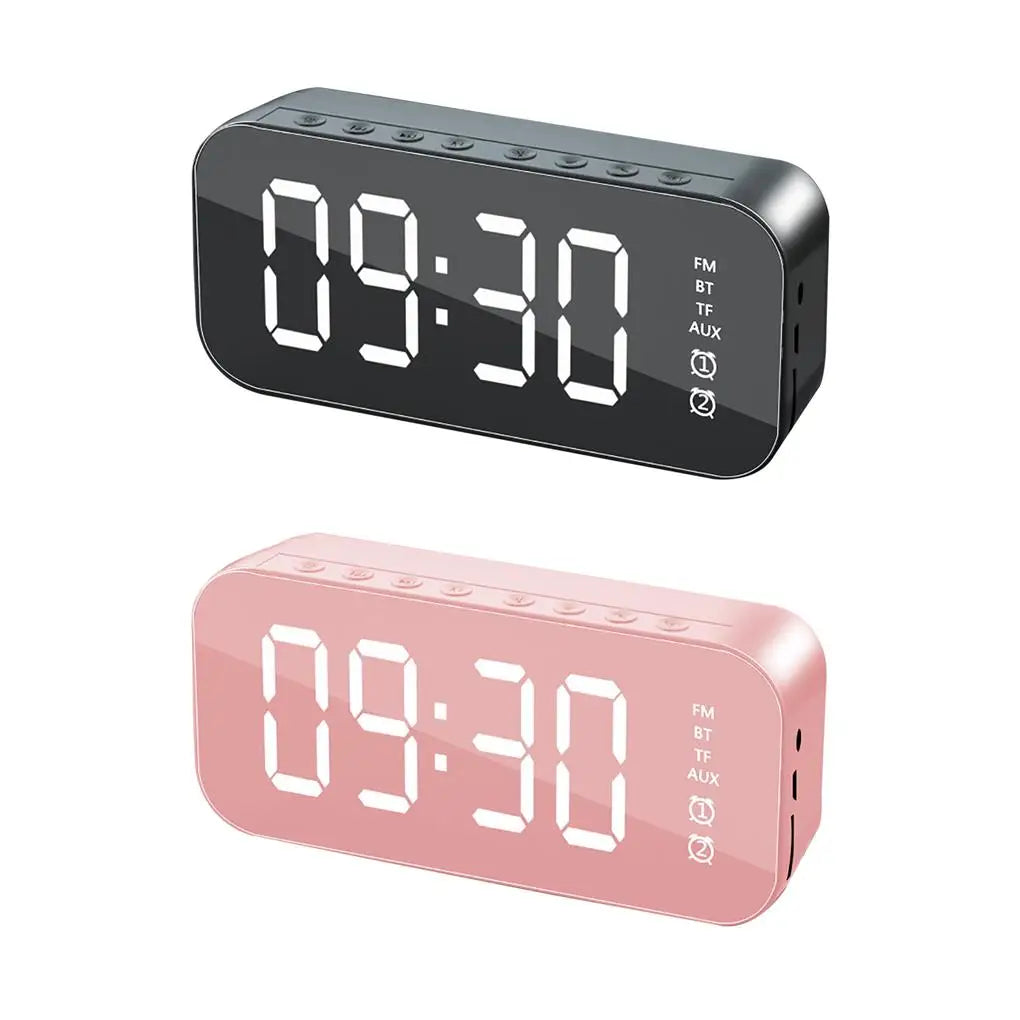 Digital Alarm Clock Electric Times Displaying Devices Rechargeable Multifunctional Wireless Speaker Tabletop Clocks  pink