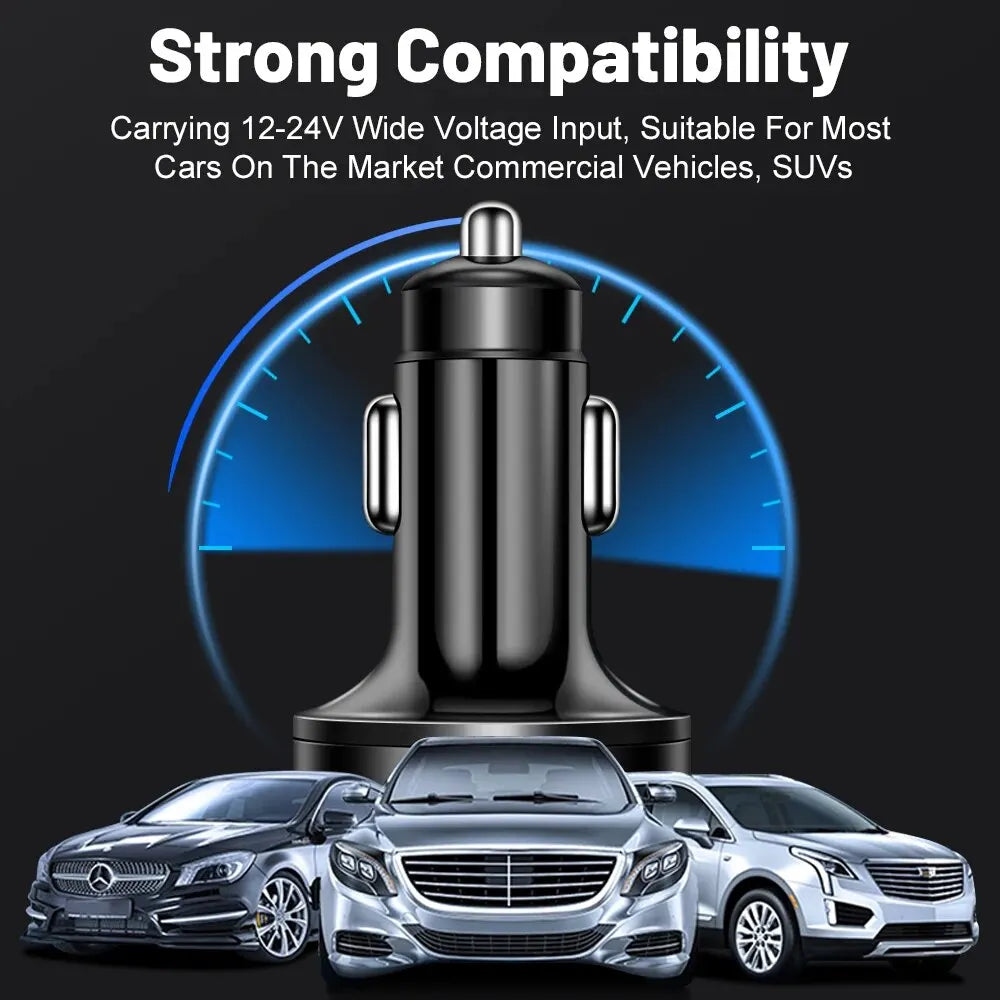 6 Ports Car Charger PD QC3.0 USB C Car Phone Charger Type C Adapter in Car 100W Fast Charging For IPhone Samsung Huawei Xiaomi