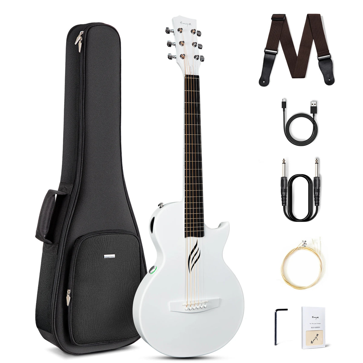 Enya NOVA GO SP1 Electric Guitar Smart Carbon Fiber Acoustic 35 Inch with Pickup, Case, Strap, Cable Travel Guitarra Violão