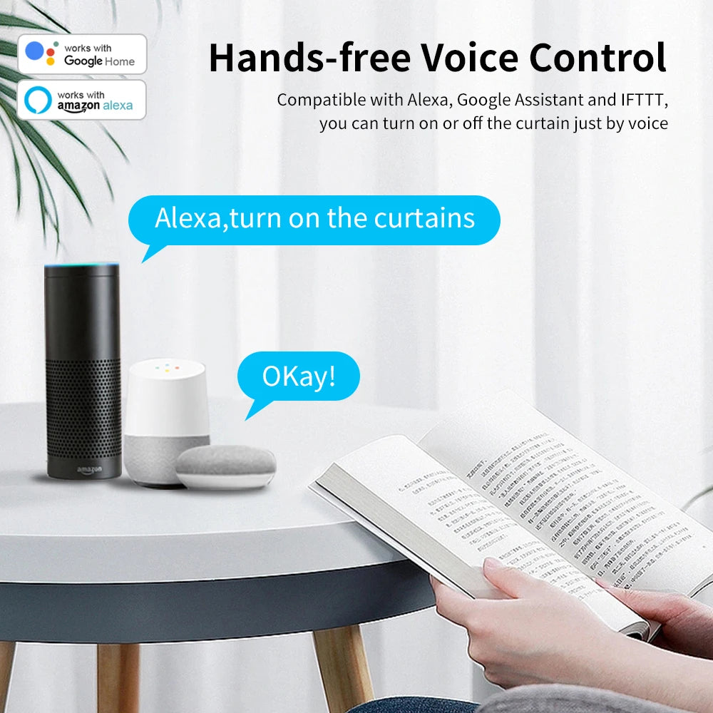 Tuya KR Zigbee Smart Motorized Electric Curtain Motor Intelligent Shutter RF433 Remote for Alexa Google Assistant Smart Things - Stereotech