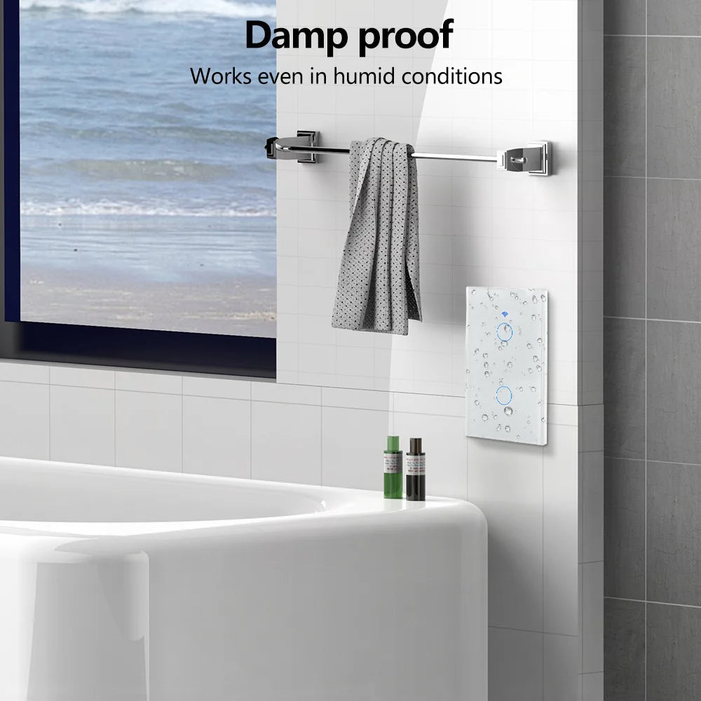 Tuya US WiFi Smart Wall Switch RF433 1/2/3 Gang No Neutral Wire Touch Sensor LED Light Switches Smart Home Alexa Google Home - Stereotech