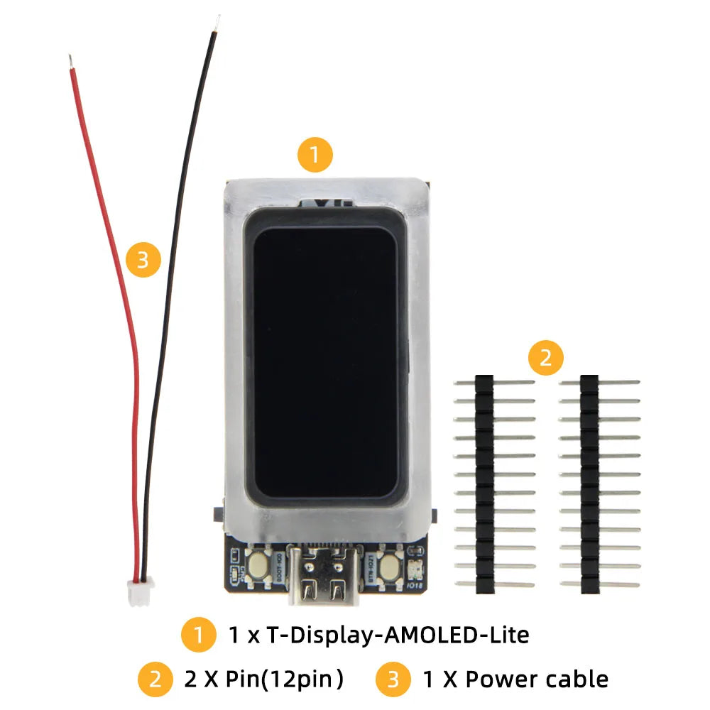 LILYGO® T-Display-AMOLED-Lite ESP32-S3 Development Board 1.47-inch RM67162 AMOLED Display ESP32-S3R8 Dual-Core Microprocessor