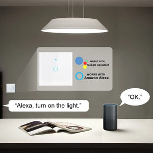 WiFi Smart Switch EU Neutral Wire/No Neutral Wire Touch Light Switch Works with Alexa Google Home Alice 1/2/3/4 Gang Smart Home
