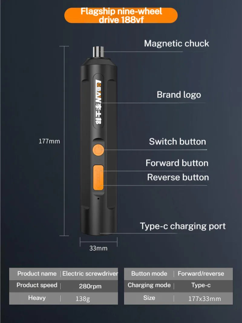Electric Screwdriver Rechargeable Household Screwdriver Small Multi-Function Electric Screwdriver Lithium Battery Automatic Tool