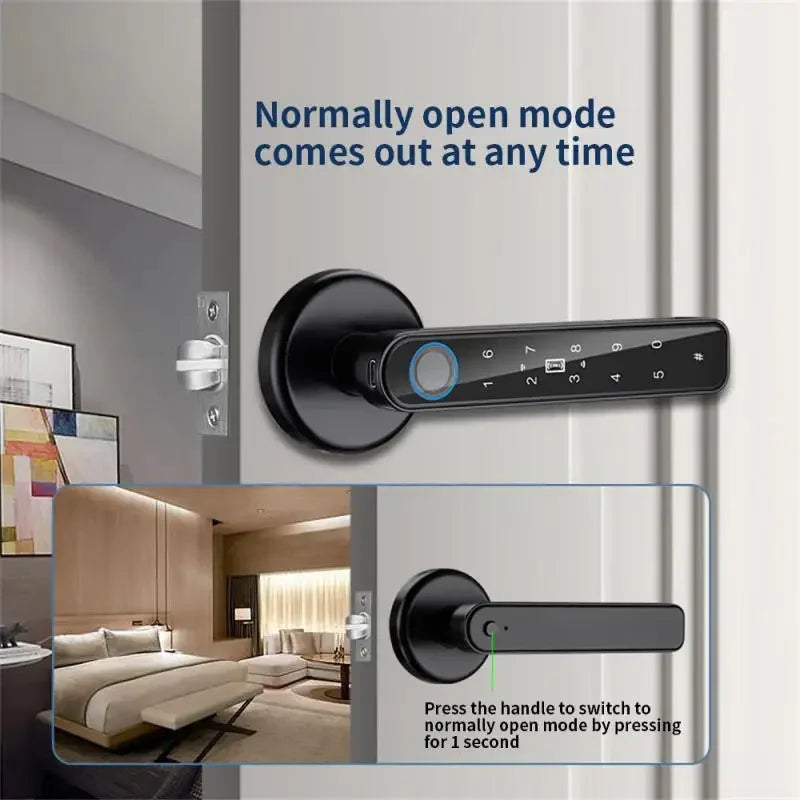 TTLock Fingerprint Locks Electronic Door Handle Lock App Control Password With Keys For Home Office Bedroom Smart Lock