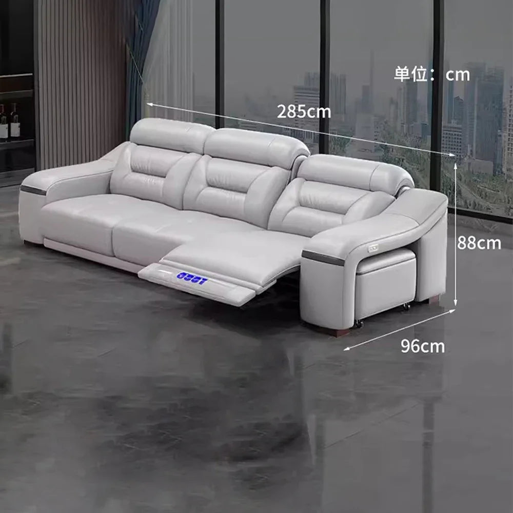 Linlamlim Genuine Leather Living Room Sofas Power Reclining Couch Electric Recliners With stools seating room, sofa reclinable