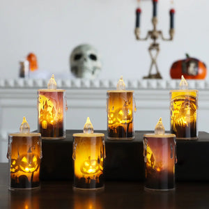Halloween LED Candle Lights Horror Ghost Pumpkin Castle Hallowen Party Decoration Hanted House Horror Props Outdoor Ornaments