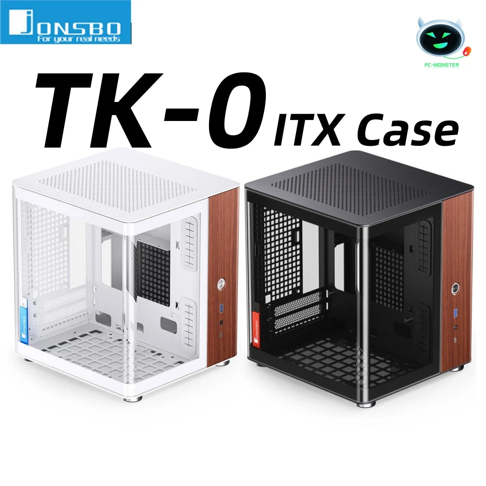 JONSBO TK-0 PC Case Sea View Room ITX Case SFX Power Stand Walnut Wood Decorative Panel Type-c Support MINI-ITX Motherboard
