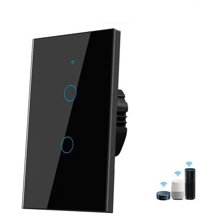 Tuya US WiFi Smart Wall Switch RF433 1/2/3 Gang No Neutral Wire Touch Sensor LED Light Switches Smart Home Alexa Google Home - Stereotech