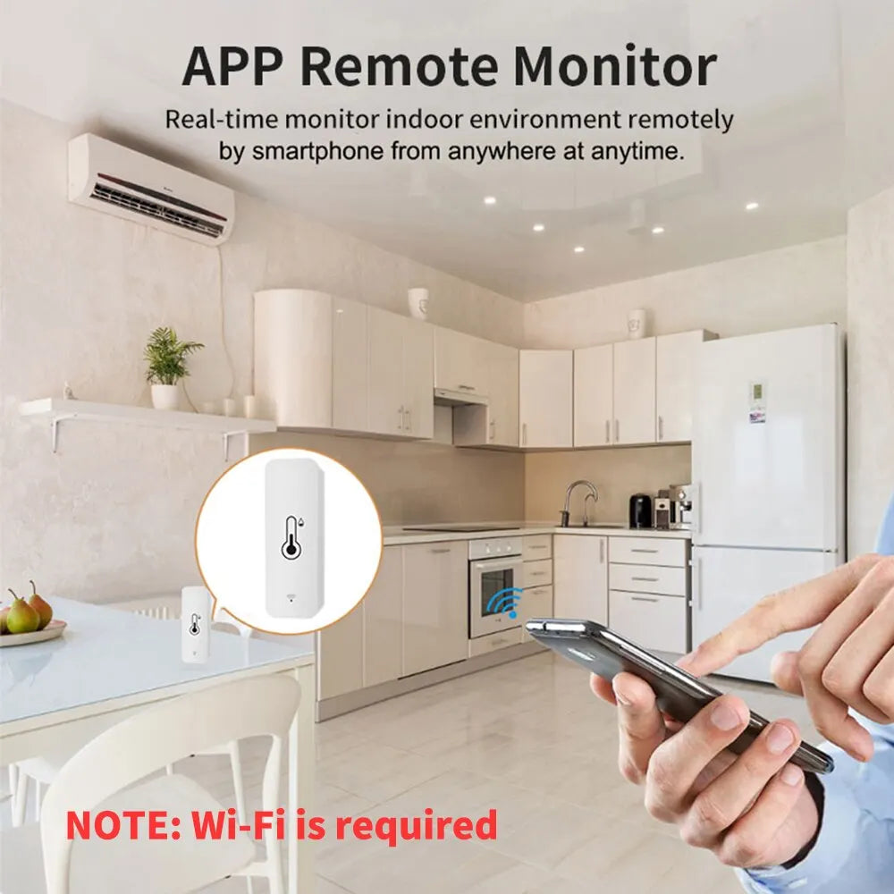 Tuya WiFi Temperature Humidity Sensor SmartLife Remote Monitor For Smart Home Workwith Alexa Google Assistant - Stereotech