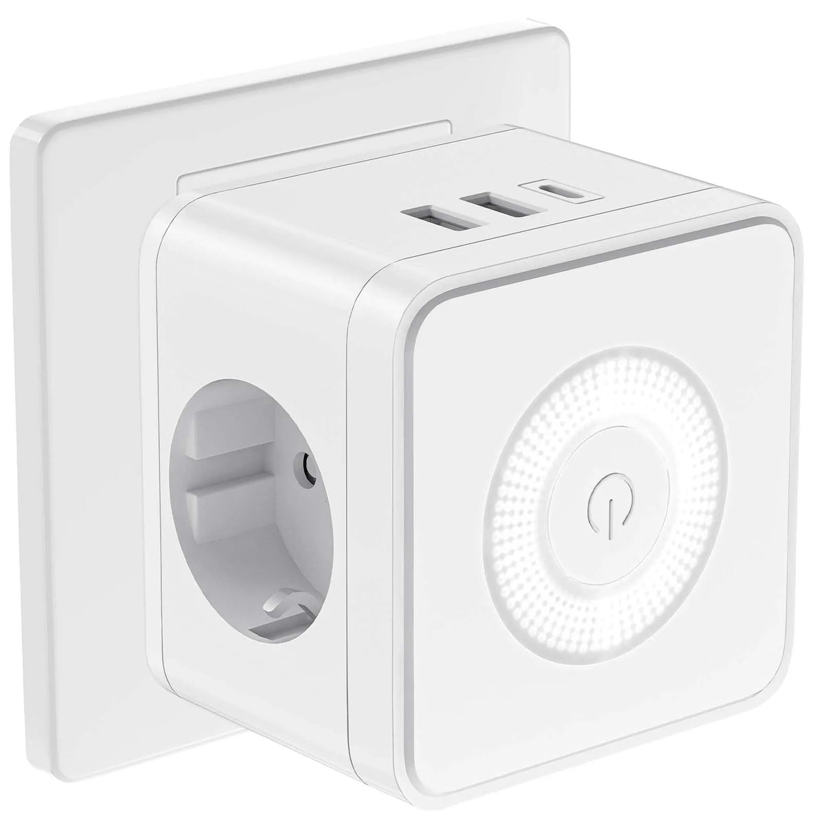 EU Plug Power Strip Cube with 2 AC Outlets 3 USB Charging Ports 250V/16A Multicontact Electric Socket Adapter With Night Light