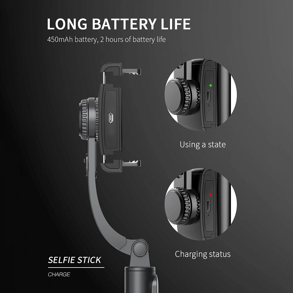 Handheld Gimbal Aluminum Alloy Bluetooth-Compatible Handheld Stabilizer Phone Gimbal Telescopic for Phone Holder Video Record