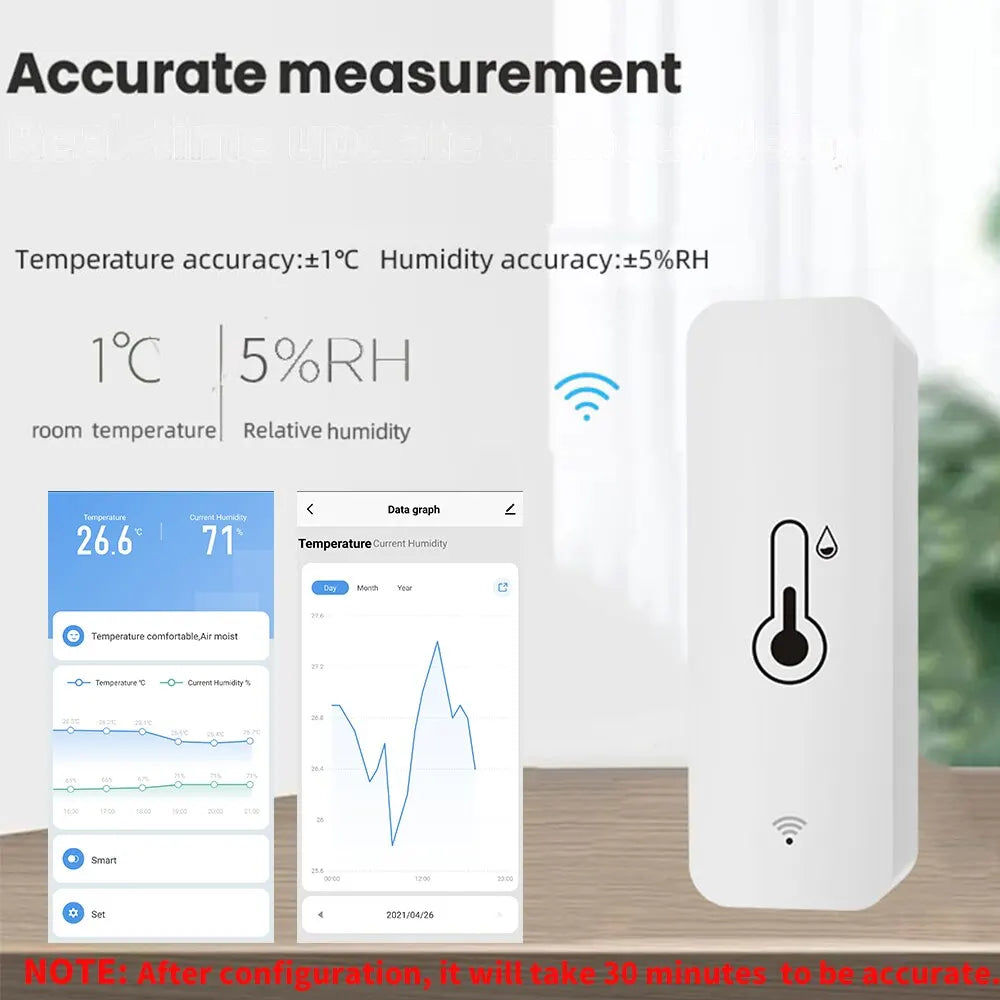 Tuya WiFi Temperature Humidity Sensor SmartLife Remote Monitor For Smart Home Workwith Alexa Google Assistant - Stereotech