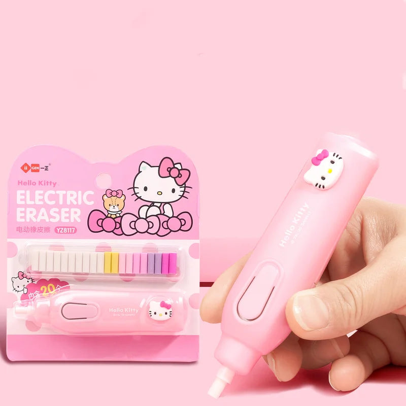 Yizheng Co-branded Sanrio Anime Hello Kitty Cartoon Electric Eraser Office Sketch Writing Drawing Eraser Student Stationery