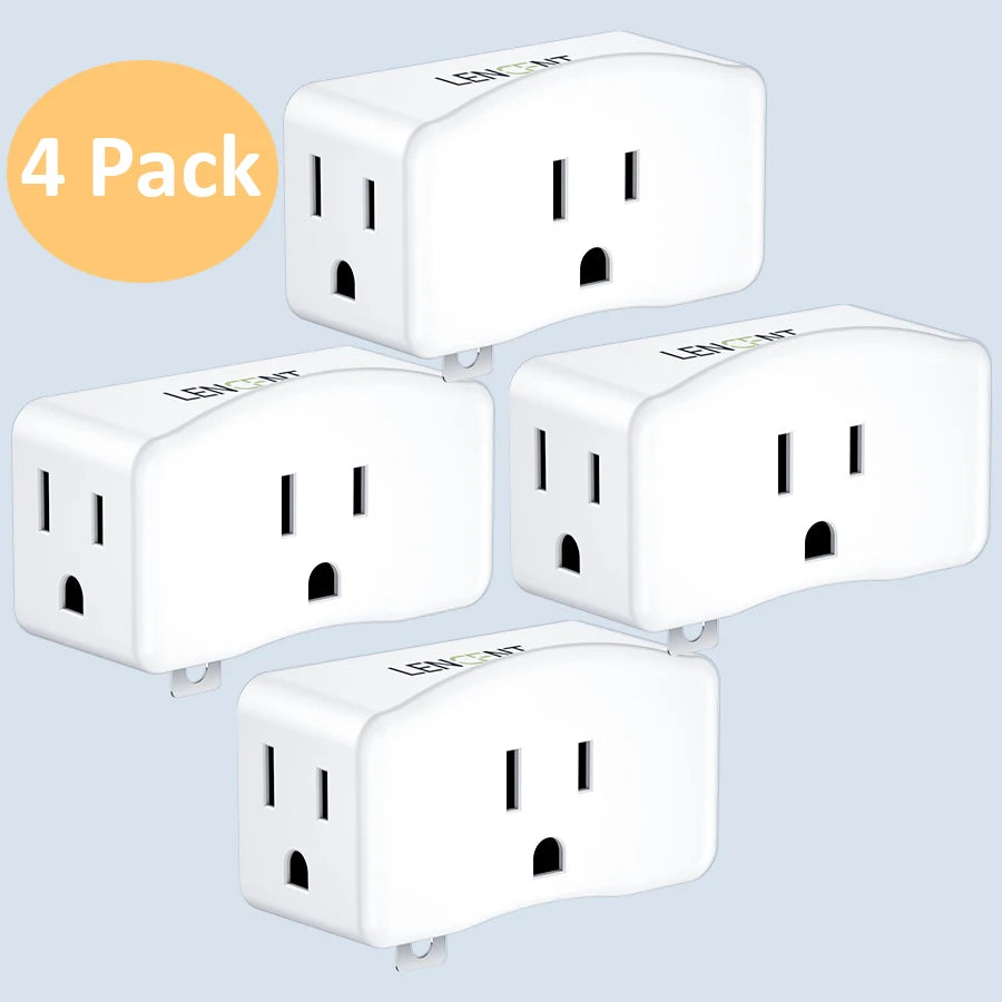 LENCENT 4 PCS Travel Adapter with 3 Outlets Multi Plug Extender 3 Prong to 2 Prong Polarized Grounding Adapter for Home Office