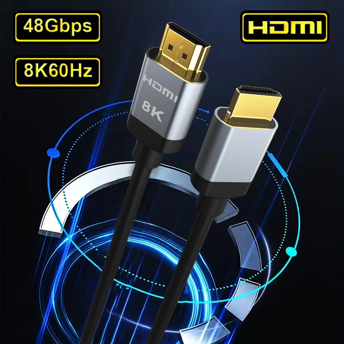 MIZIQIER Short 8K HDMI 2.1 Cables 48Gbps High Speed Cord-4K@120Hz 8K@60Hz Compatible With Roku TV/PS5/PS4/HDTV/RTX 3080 3090