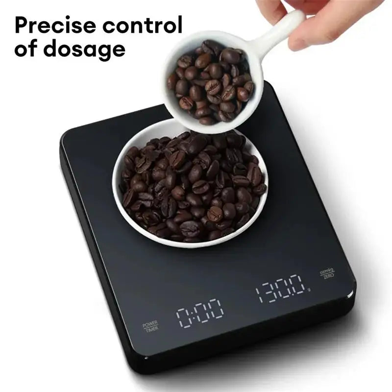 Digital Coffee Scale with Timer LED Screen Espresso USB 3kg Max.Weighing 0.1g High Precision Measures in Oz/ml/g Kitchen Scale - Stereotech