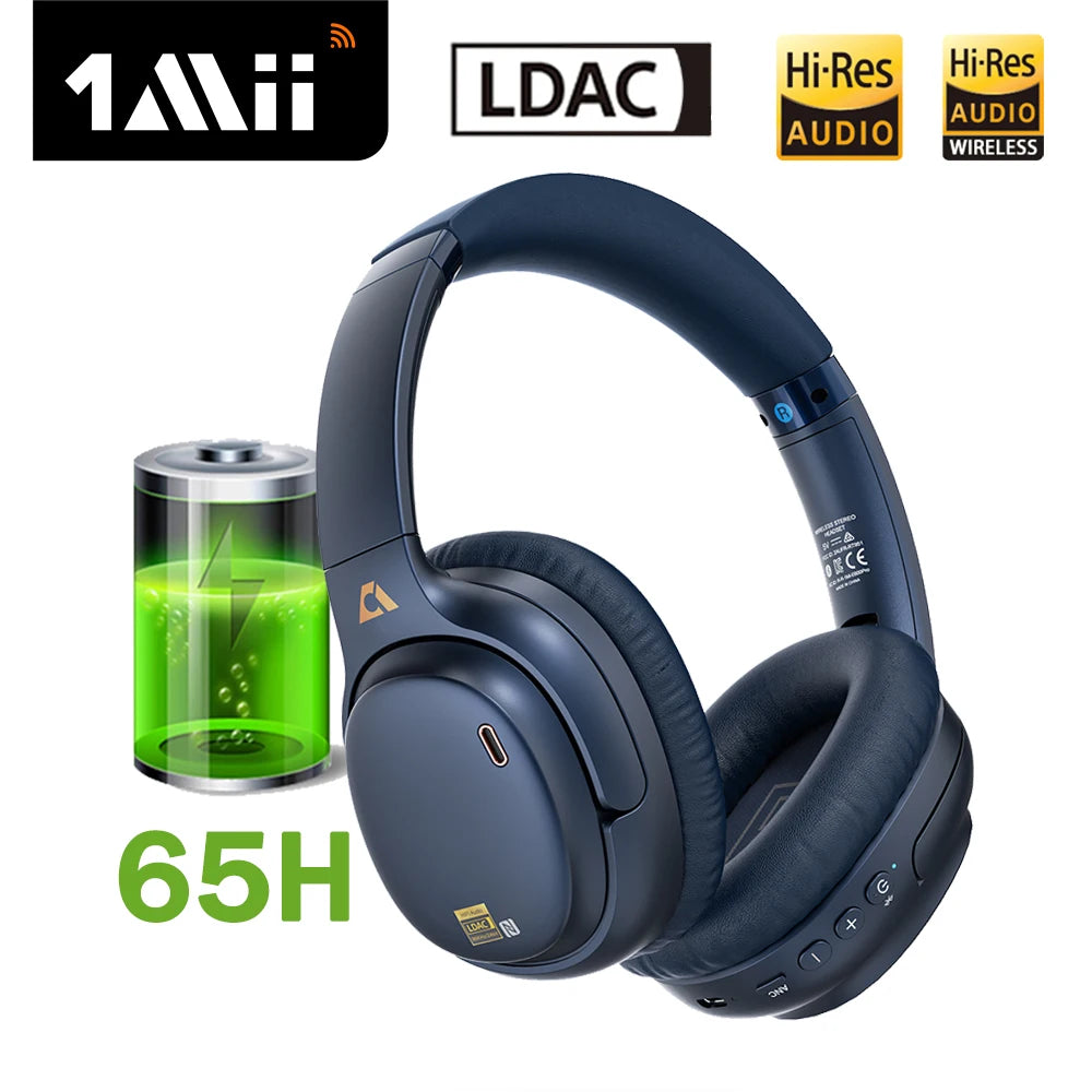 1Mii E700 Wireless Bluetooth Headphones LDAC Lossless Hi-Res Sound,ANC Active Noise Reduction ,HIFI Stereo Gaming Headset,65H